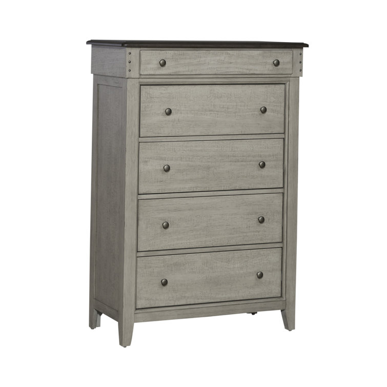 Cottage Charm Cream 5-Drawer Vertical Dresser with Felt-Lined Drawers