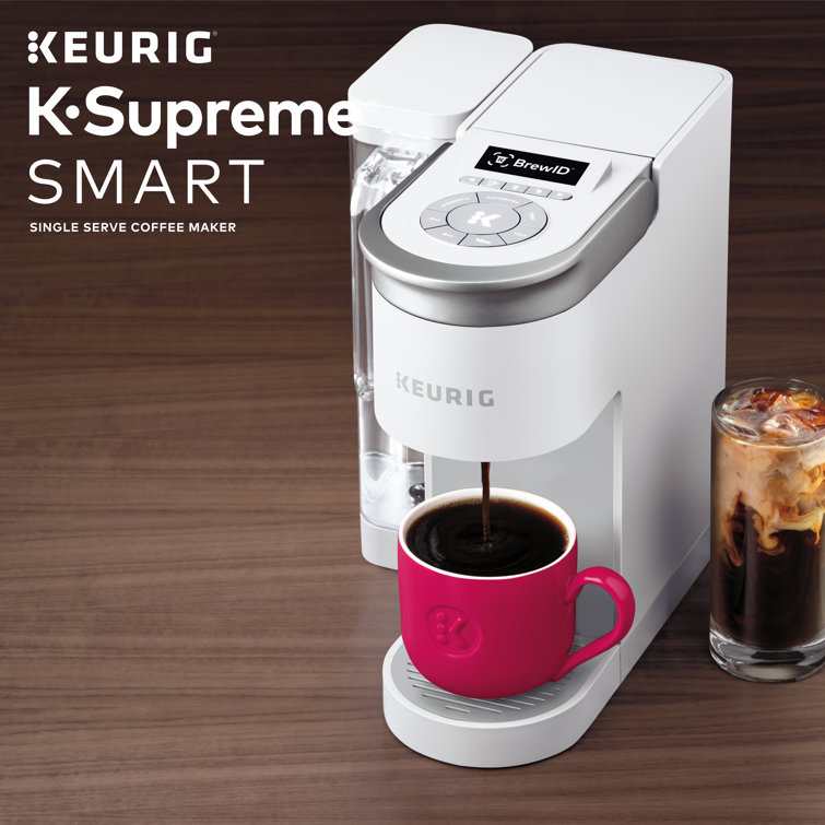 White Programmable Single Serve Coffee Maker with Brew Strength Selector