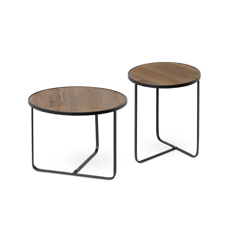 Round Wood and Iron Buffet Riser Set