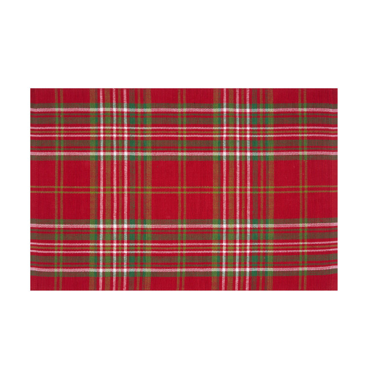Red and Green Plaid Cotton Rectangle Placemat Set of 6