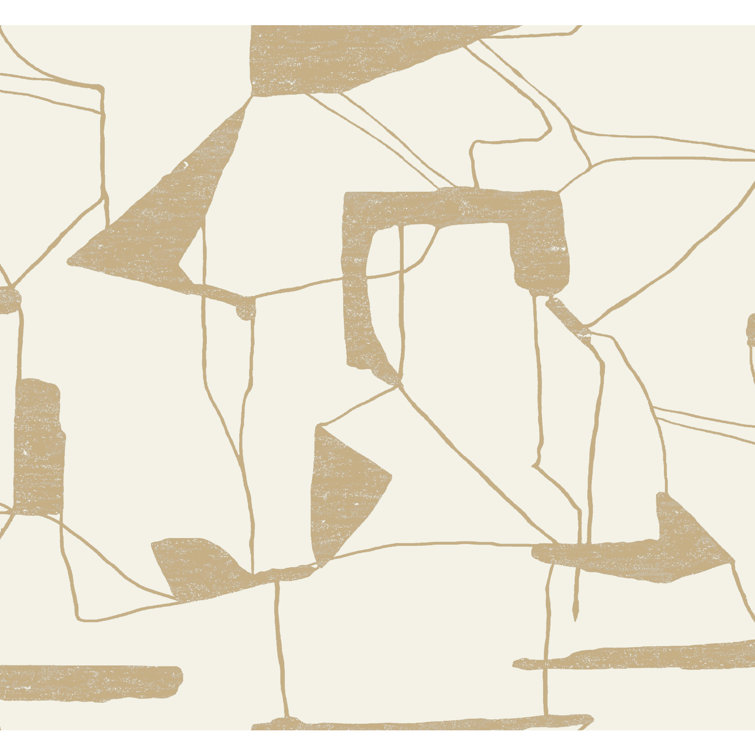 Cream and Gold Abstract Geometric Non-Pasted Wallpaper Roll