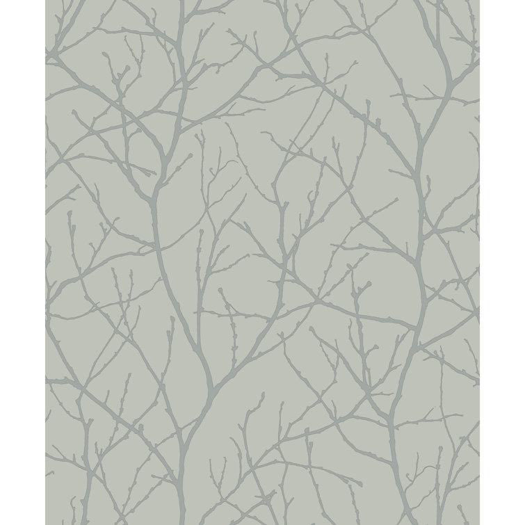 Gray and Silver Eucalyptus Trees Silhouette Wallpaper Roll