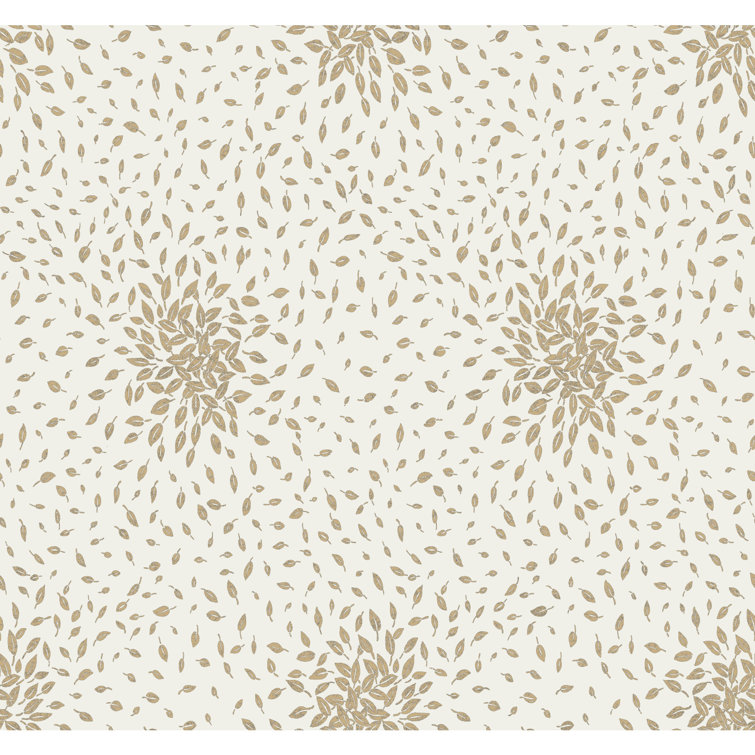 Cream and Gold Petite Leaves Floral Removable Wallpaper