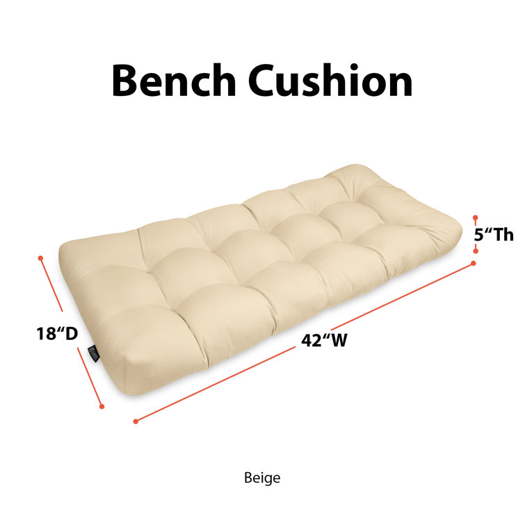 Soft Beige Polyester Outdoor Bench Cushion, 42" Wide