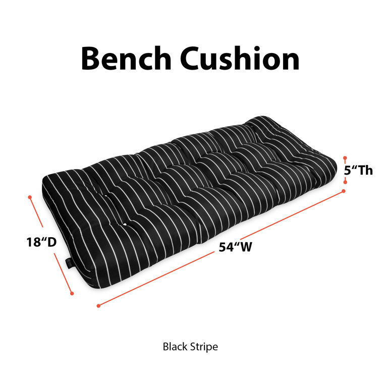 Black Ink Stripe 54" Wide Outdoor Bench Cushion