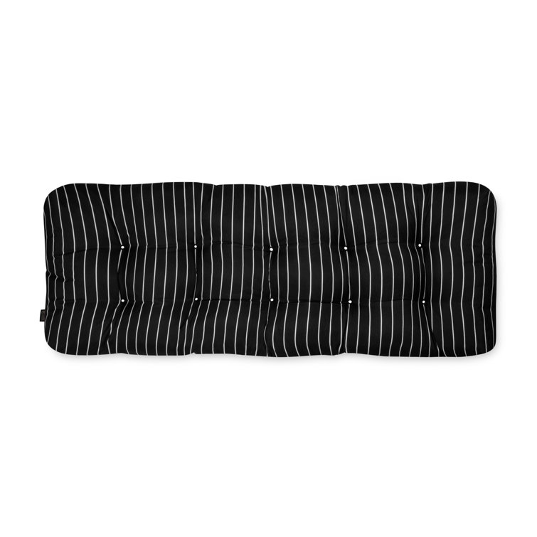 Black Ink Stripe 54" Wide Outdoor Bench Cushion
