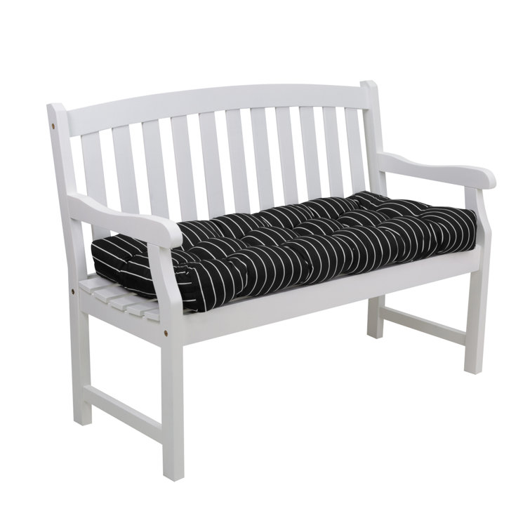 Black Ink Stripe 54" Wide Outdoor Bench Cushion
