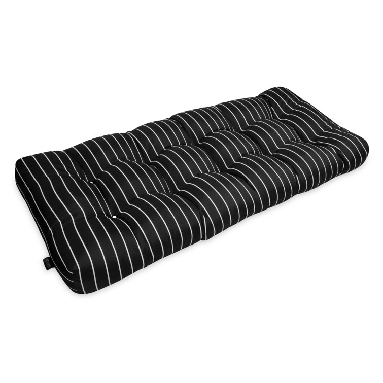 Black Ink Stripe 54" Wide Outdoor Bench Cushion