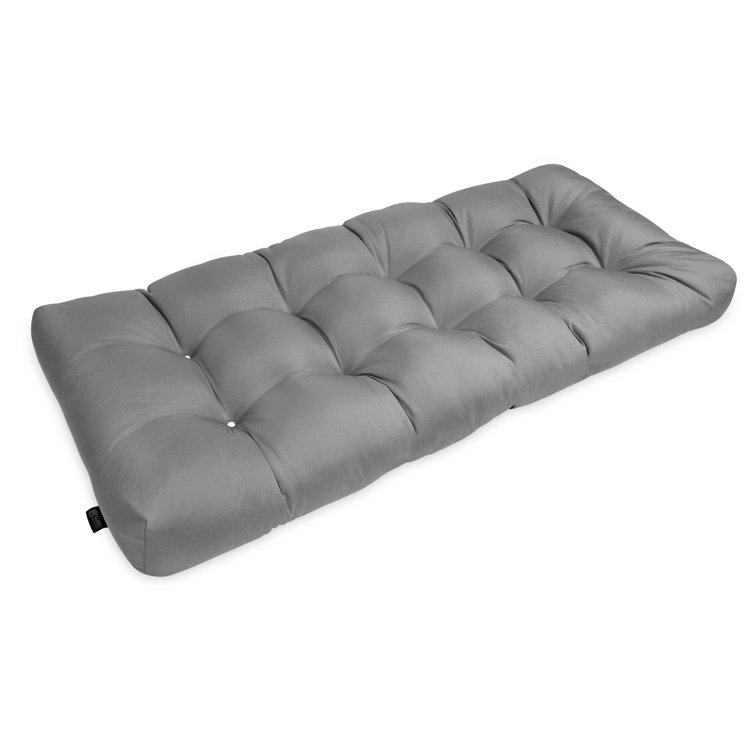 Moon Mist Gray Tufted Polyester Outdoor Bench Cushion