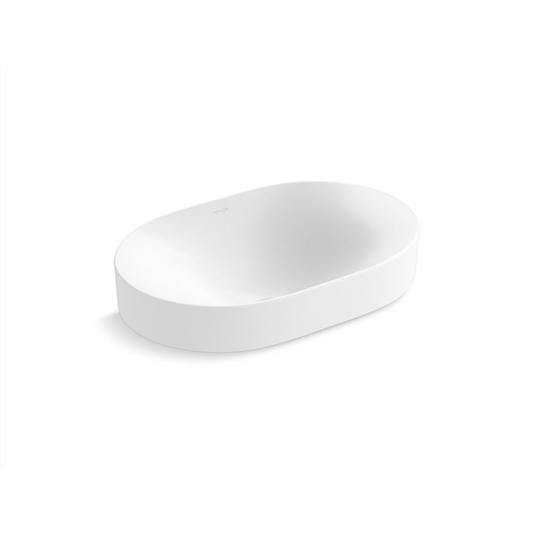 White Ceramic Oval Vessel Bathroom Sink
