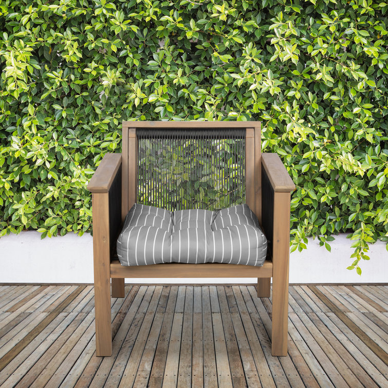 Gray Striped Polyfill Outdoor Square Chair Cushion Set