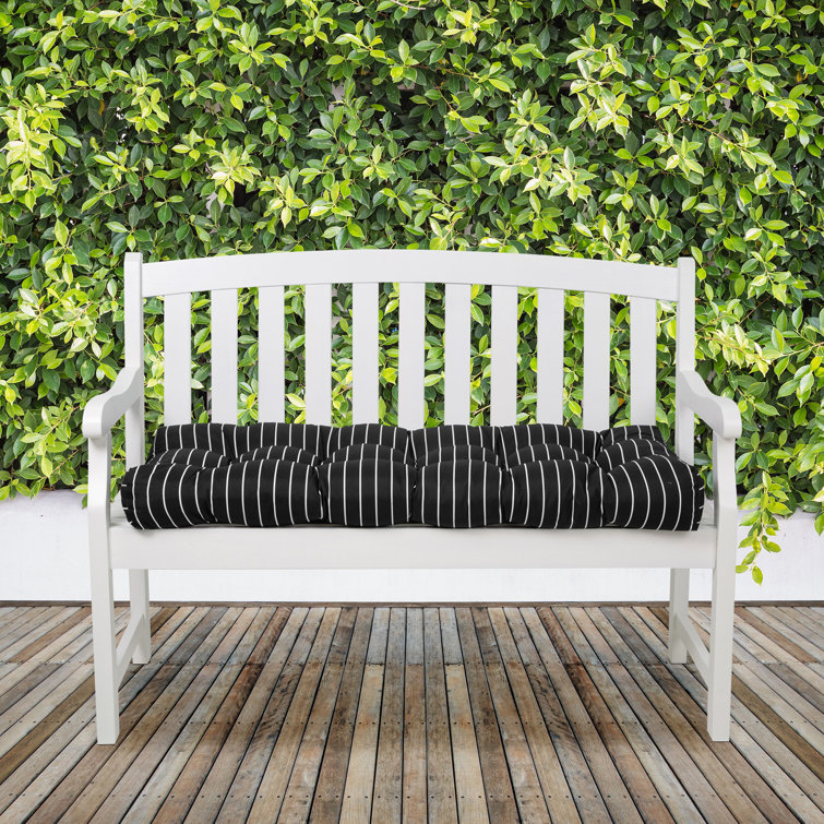 Black Ink Stripe 54" Wide Outdoor Bench Cushion