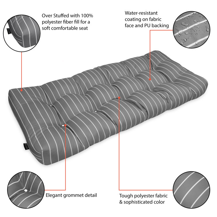 Moon Mist Stripe Gray Outdoor Bench Cushion