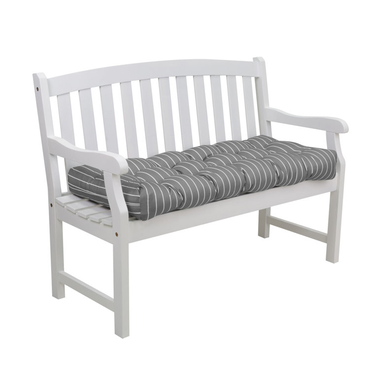 Moon Mist Stripe Gray Outdoor Bench Cushion