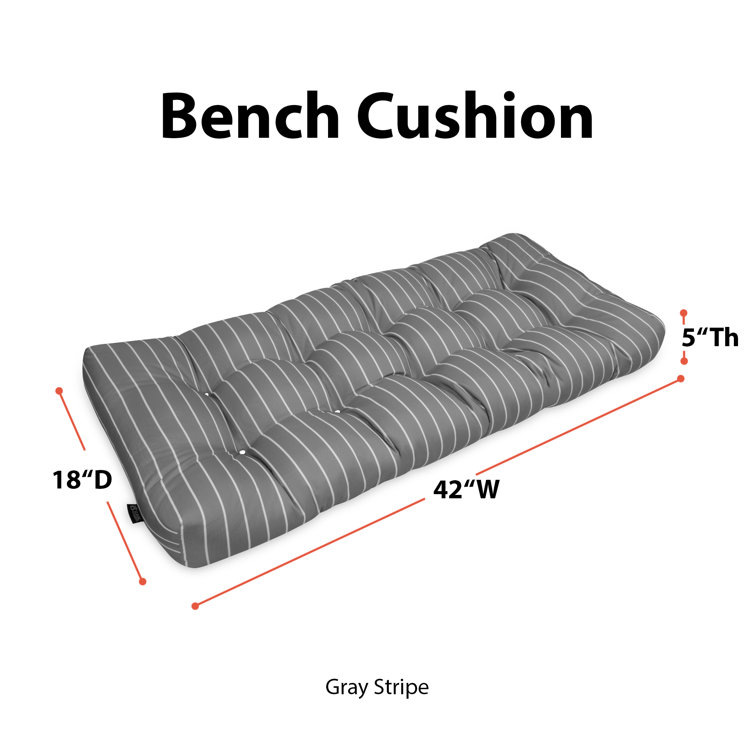 Moon Mist Stripe Gray Outdoor Bench Cushion, 42"W x 18"D