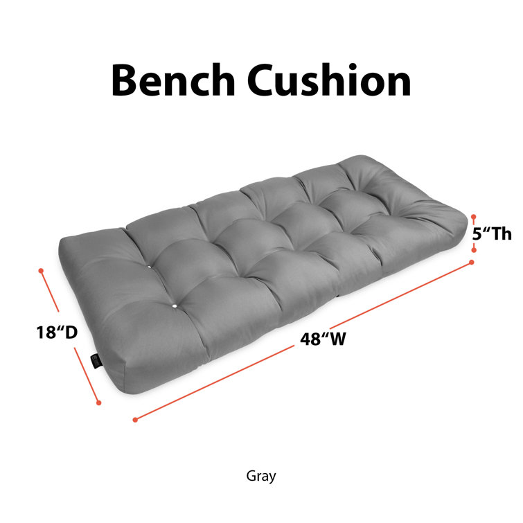 Moon Mist Gray Tufted Polyester Outdoor Bench Cushion