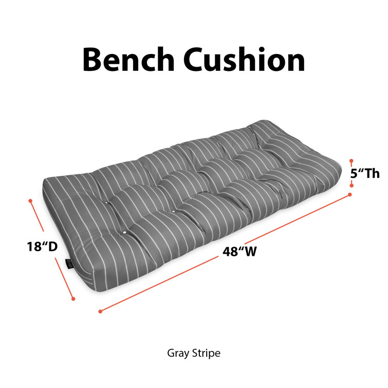 Moon Mist Stripe Gray Outdoor Bench Cushion