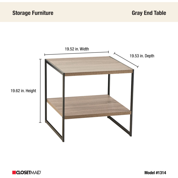 Weathered Gray and Black 2-Tier Wood and Metal End Table