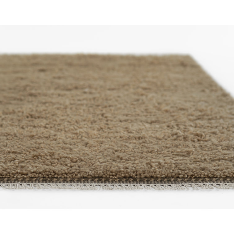 Natural Brown Handwoven Wool Shag Area Rug, 5' x 8'