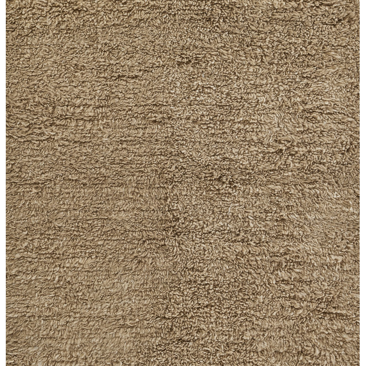 Natural Brown Handwoven Wool Shag Area Rug, 5' x 8'