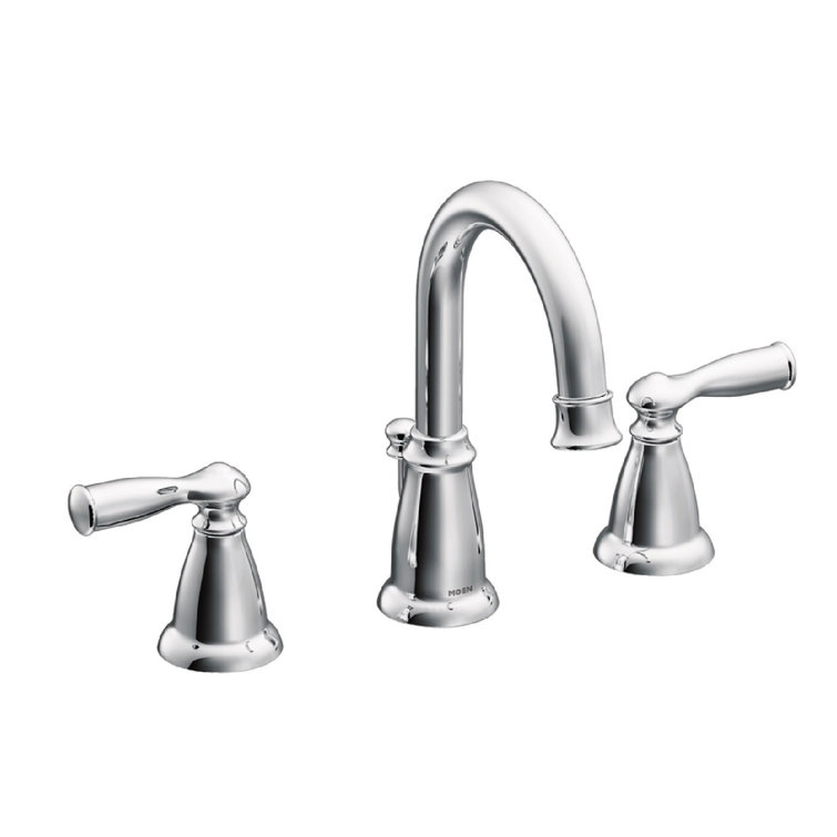 Banbury Chrome Two Handle Widespread High Arc Bathroom Faucet
