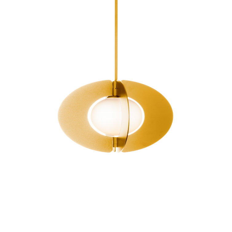 Echelon Aged Brass LED Geometric Pendant with Etched Opal Glass