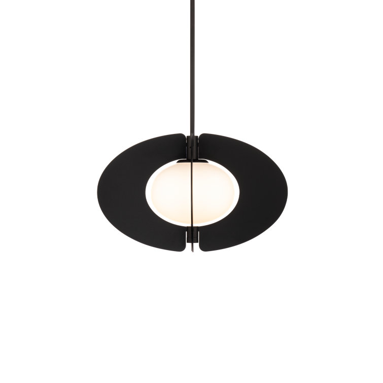 Echelon Black LED Geometric Pendant with Etched Opal Glass