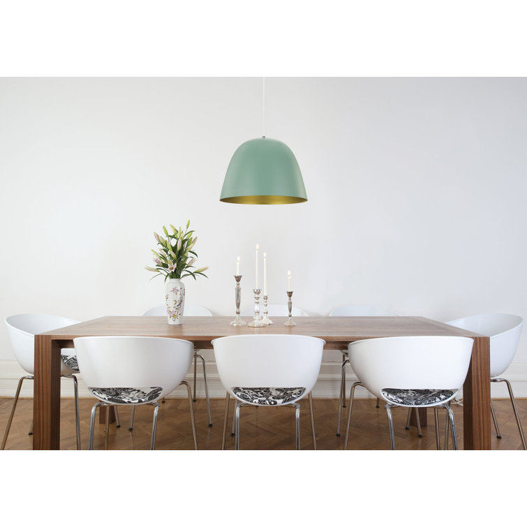 Coretto Pastel Dark Green and Gold Metal Dome Pendant Light