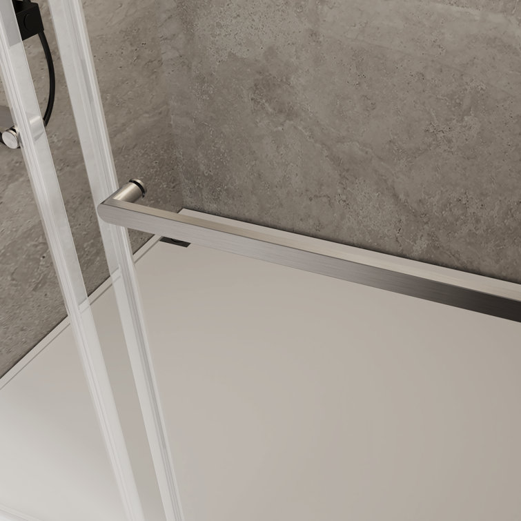 Brushed Nickel Frameless Sliding Shower Door with Tempered Glass