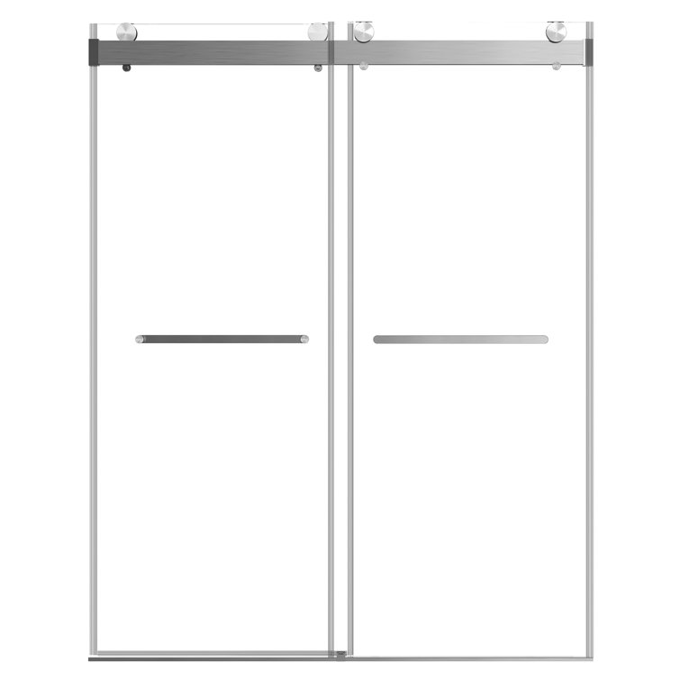 Brushed Nickel Frameless Sliding Shower Door with Tempered Glass