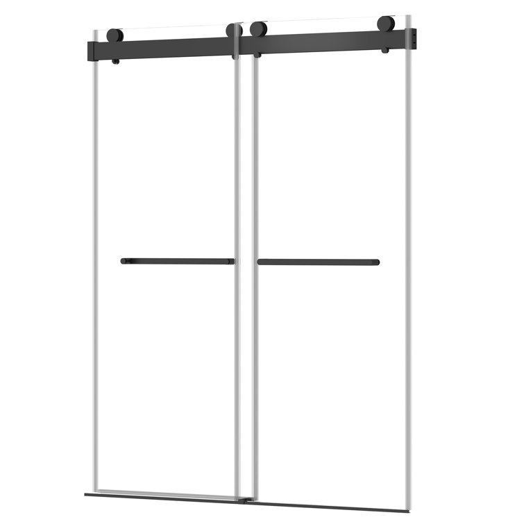 Matte Black 60" Frameless Sliding Shower Door with Tempered Glass