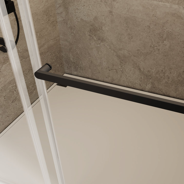 Matte Black 60" Frameless Sliding Shower Door with Tempered Glass