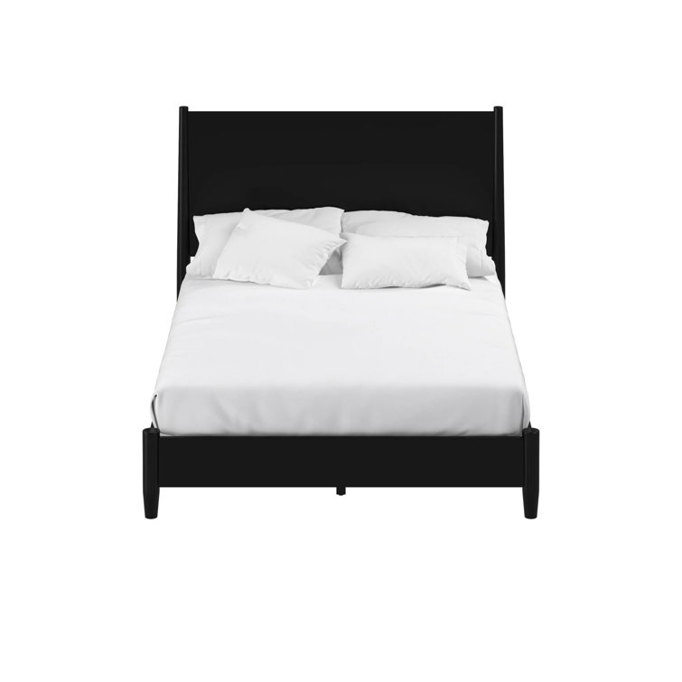 Flynn King Size Black Mahogany Panel Bed with Mid-Century Modern Design