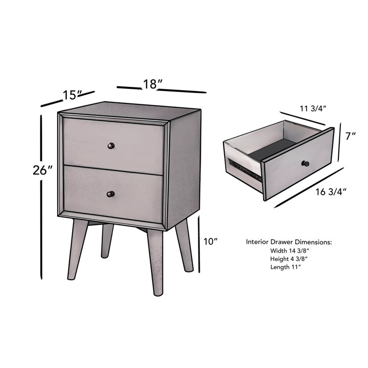 Transitional Gray Mahogany 2-Drawer Nightstand