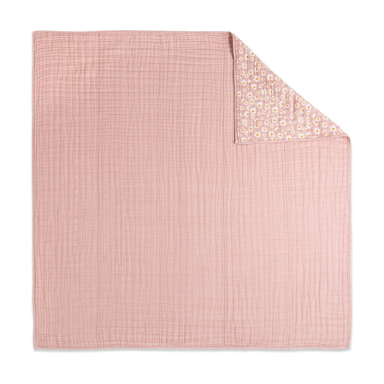 Blush Pink Organic Cotton Daisy Toddler Quilt