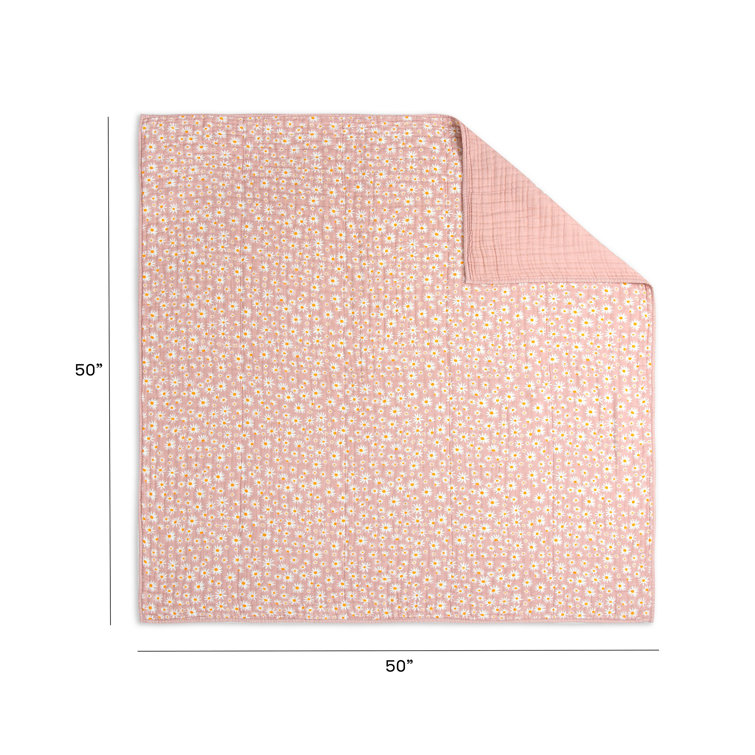 Blush Pink Organic Cotton Daisy Toddler Quilt