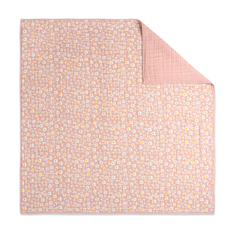 Blush Pink Organic Cotton Daisy Toddler Quilt