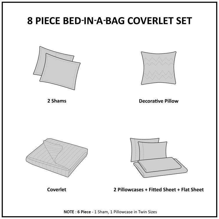 Blue Geometric Reversible Cotton Full Quilt Set