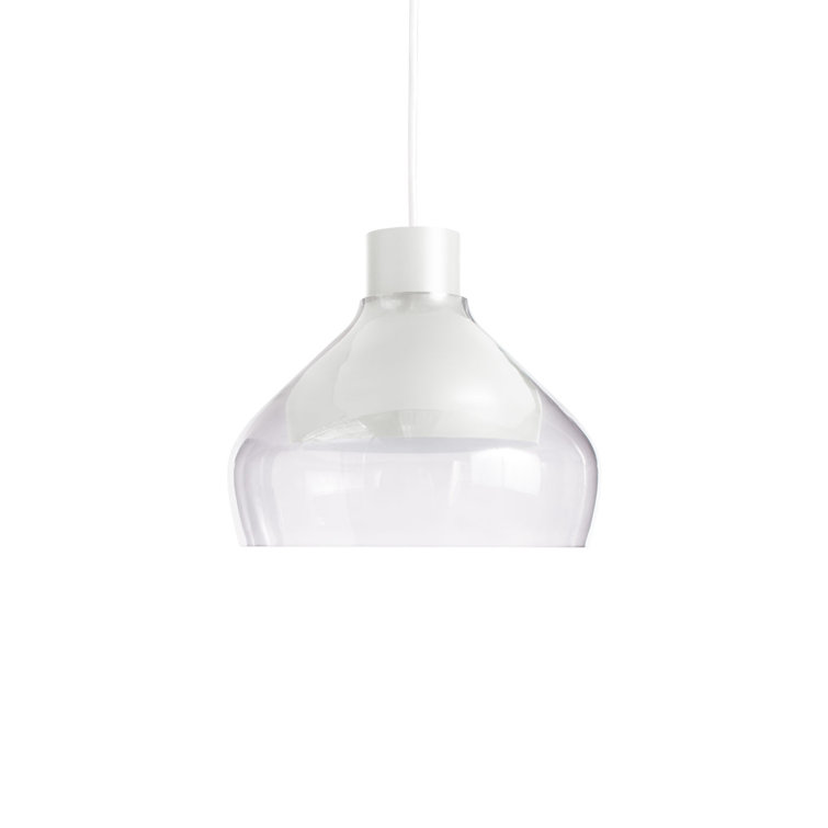 White Glass Pendant Light with Metal Accent