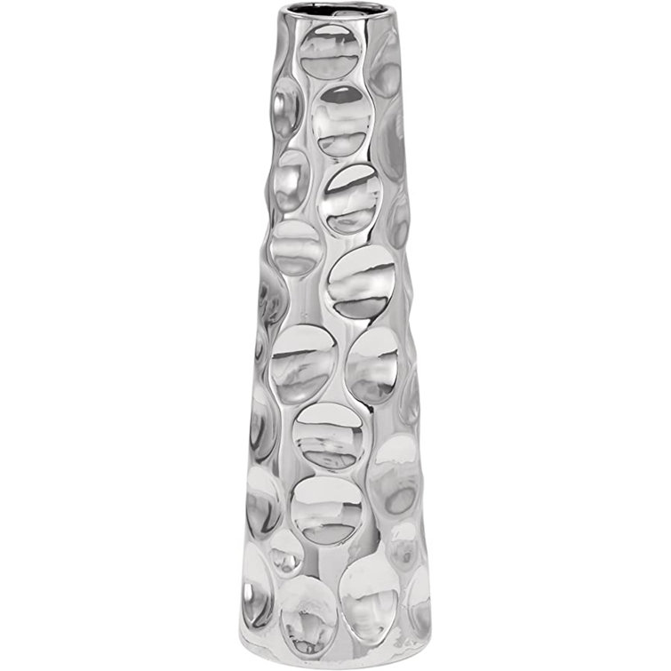 Elegant Silver Ceramic Floral Bouquet Vase 6" x 20"
