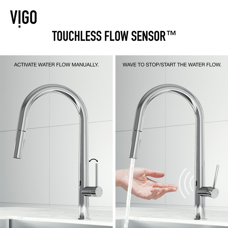 Greenwich Chrome Touchless Pull-Down Kitchen Faucet with Spray