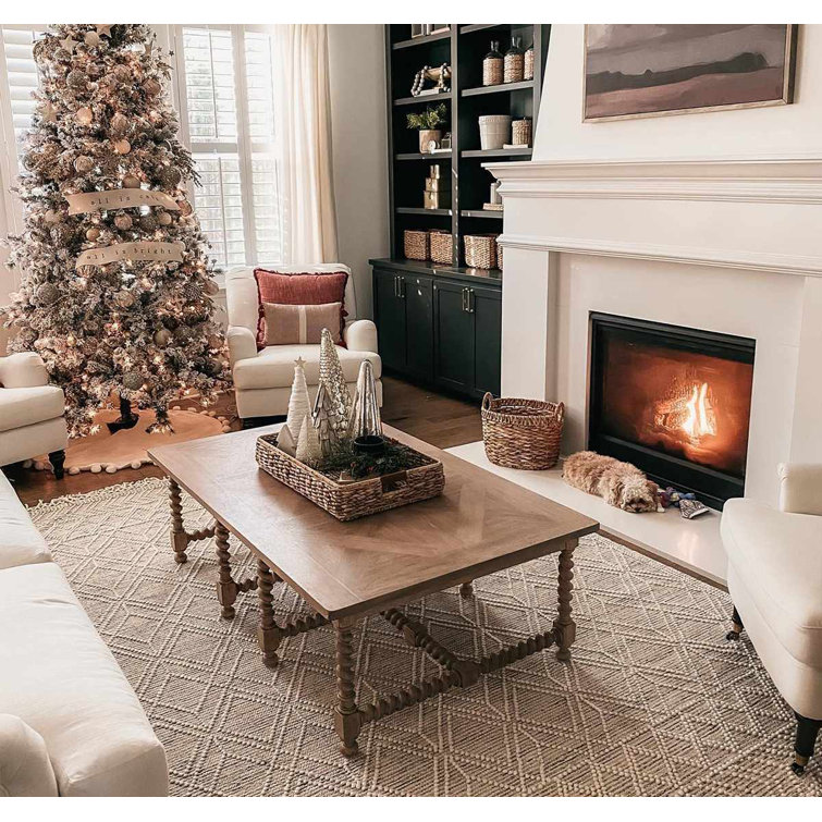 Ivory Diamond Handwoven Wool Rectangular Rug 8'10" x 12'