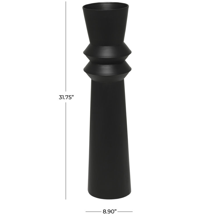 Tall Black Metal Trumpet Floor Vase