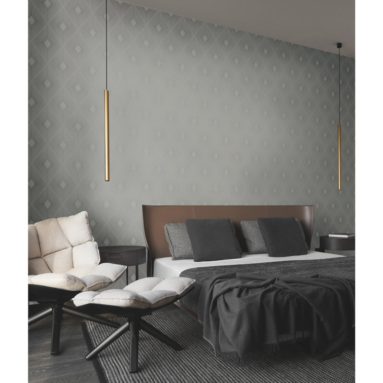 White and Gold Geometric Non-Woven Wallpaper Per Bolt