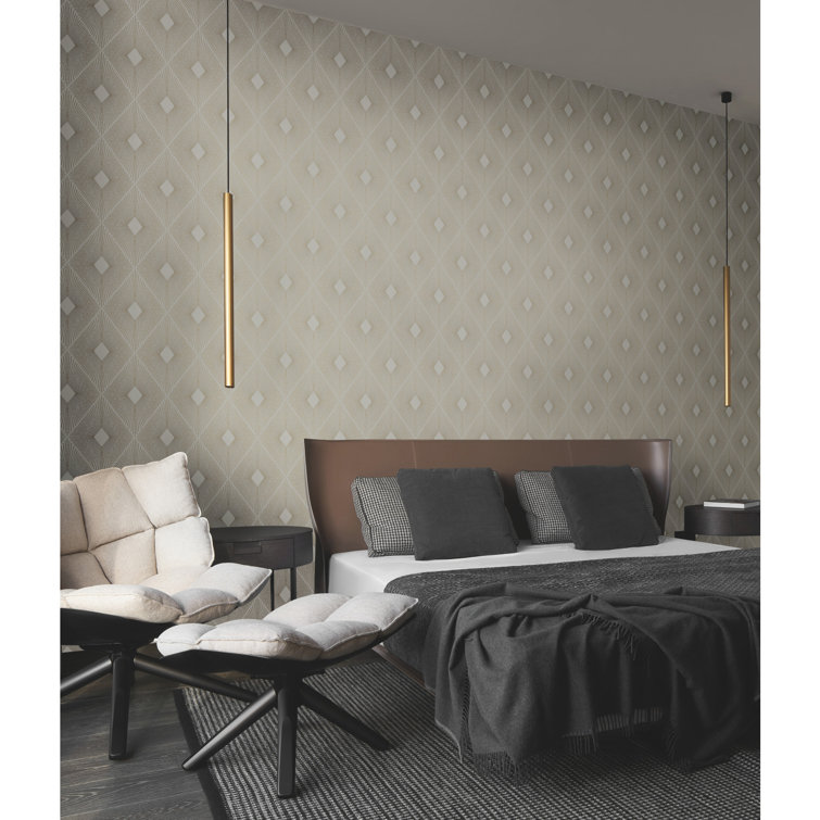 White and Gold Geometric Non-Woven Wallpaper Per Bolt