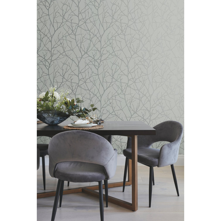 Smokey Blue and Silver Embossed Non-pasted Wallpaper Roll