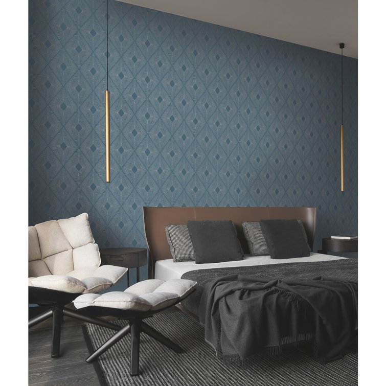 White and Gold Geometric Non-Woven Wallpaper Per Bolt