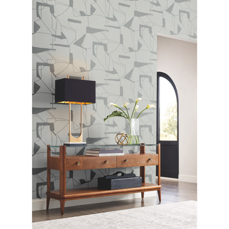 Fog and Silver Abstract Geometric Non-Pasted Wallpaper Roll