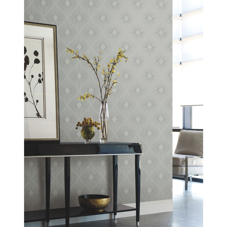 White and Gold Geometric Non-Woven Wallpaper Per Bolt