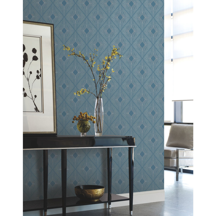 White and Gold Geometric Non-Woven Wallpaper Per Bolt